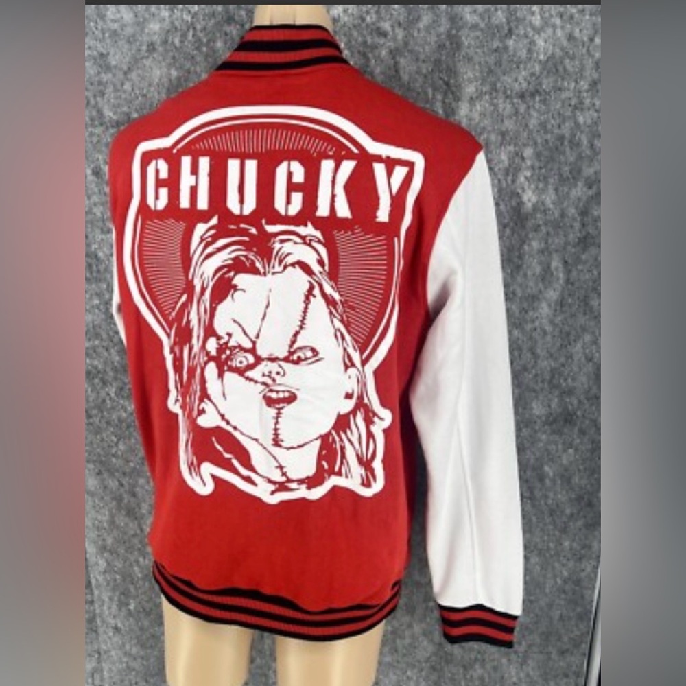 Chucky Graphic Varsity Jacket - Red & White